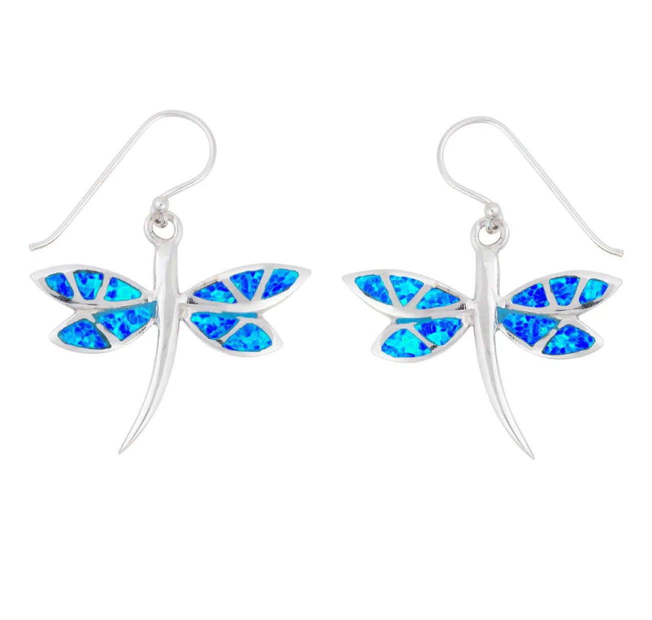 Stunning Blue Opal Dragonfly Earrings