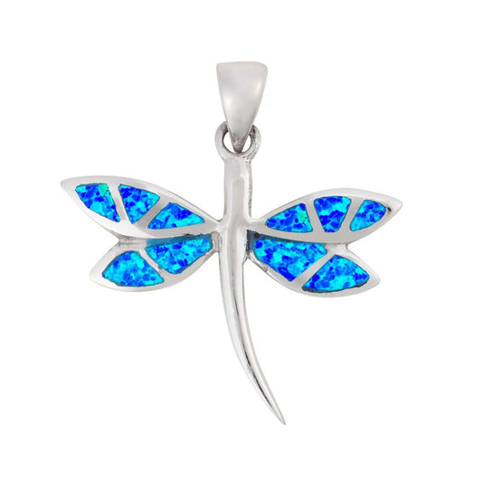 Stunning Blue Opal Dragonfly Pendant