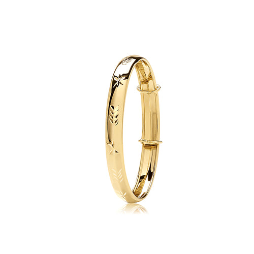 9ct Yellow Gold Diamond-Cut Baby Expanding Bangle