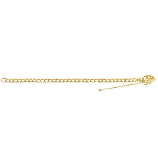 9CT Yellow Gold Ladies' Charm Bracelet with Heart Padlock
