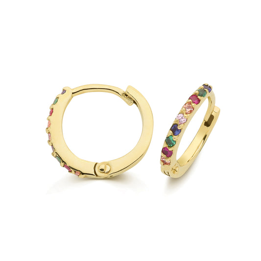 9ct Yellow Gold CZ Clicker Earrings