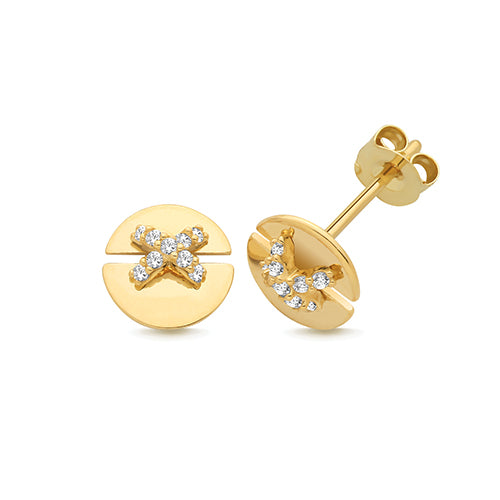 9ct Yellow Gold CZ Kiss Stud