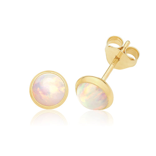 9ct Yellow Gold Opal Stud Earrings