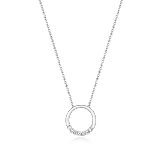 Half Natural Diamond Circle Necklace