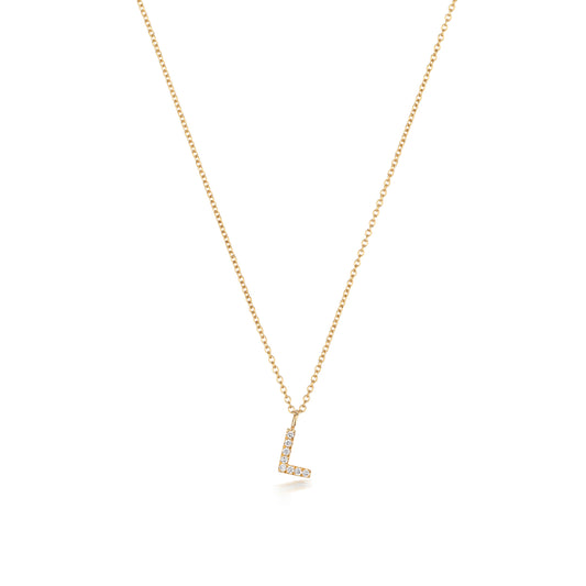 Natural Diamond Initial Necklace-L