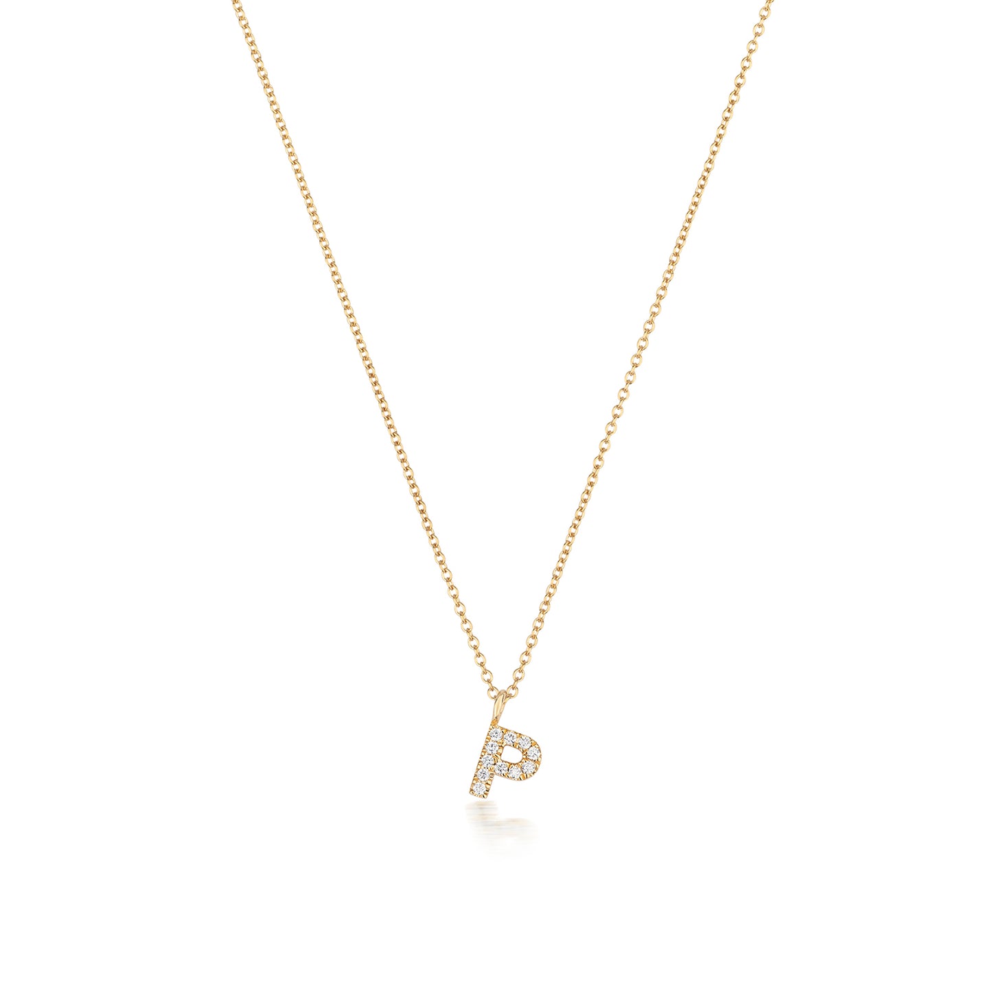 Natural Diamond Initial Necklace-P