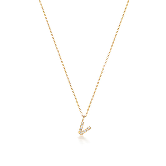 Natural Diamond Initial Necklace-V