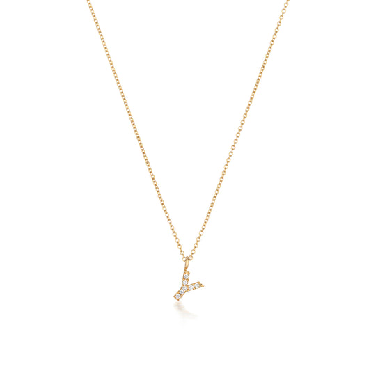 Natural Diamond Initial Necklace Y