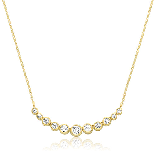 Graduated Sparkle: 9ct Yellow Gold CZ Necklet
