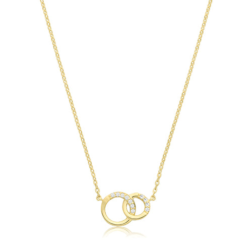 9ct Yellow Gold CZ Interlocking Circle Necklet