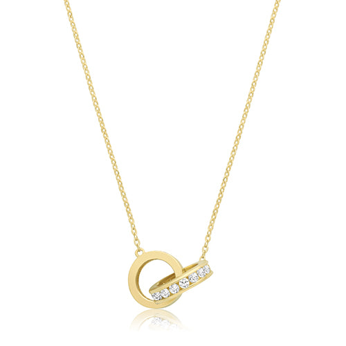9ct Yellow Gold CZ Interlocking Circle Necklet