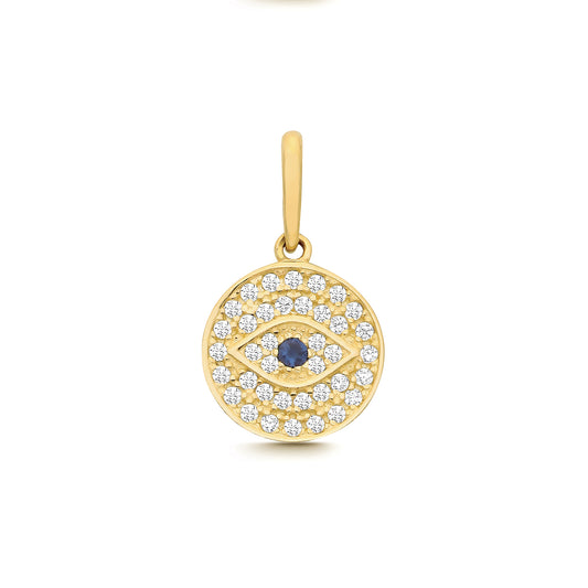9ct Yellow Gold CZ Evil Eye Charm